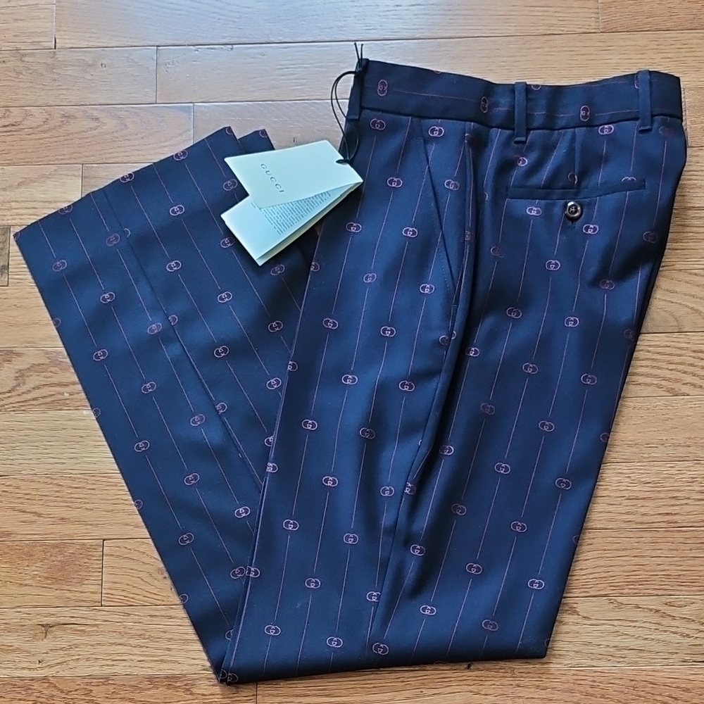 Brand New Gucci Dark Blue Logo Pants